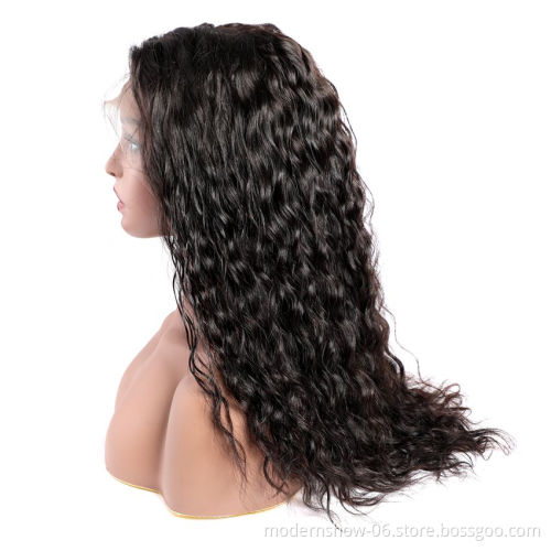 Factory Supply 180% Density Virgin Brazilian Water Wave Lace Front Human Hair Wigs
